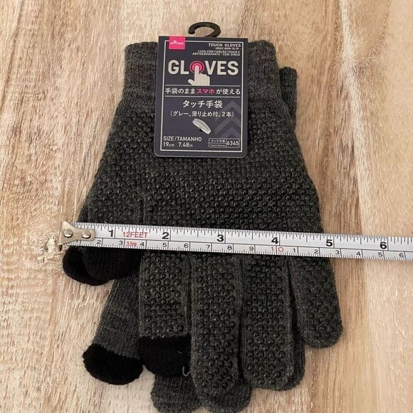 NWT 4 Daiso Digits Touchscreen Touch Screen Grey / Black Adult Warm Knit Gloves - Picture 10 of 13